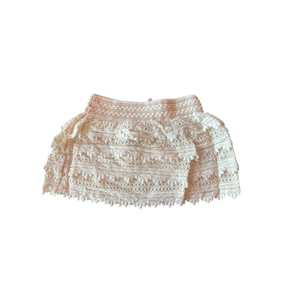 Raga Womens Eggshell Lace Mini Skirt With Ruffled Details & Lining Size M - Picture 2 of 5